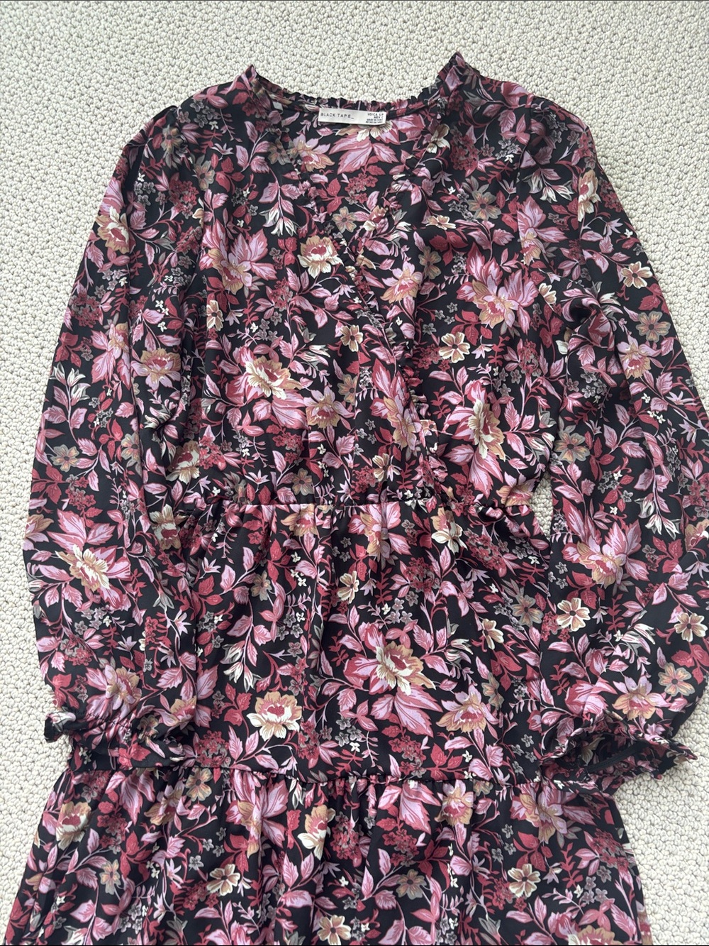 Black Tape_ Pink & Black Floral Midi Dress - Picture 3 of 4